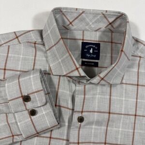 Johnnie-O Hubert Top Shelf Button Down Shirt Mens XL Plaid Light Gray LS‎ NWOT